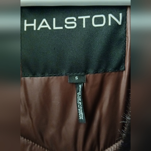Halston Luxe Chocolate Brown Faux‑Fur Trim Quilted Puffer Coat – Small – NWT - Picture 2 of 11